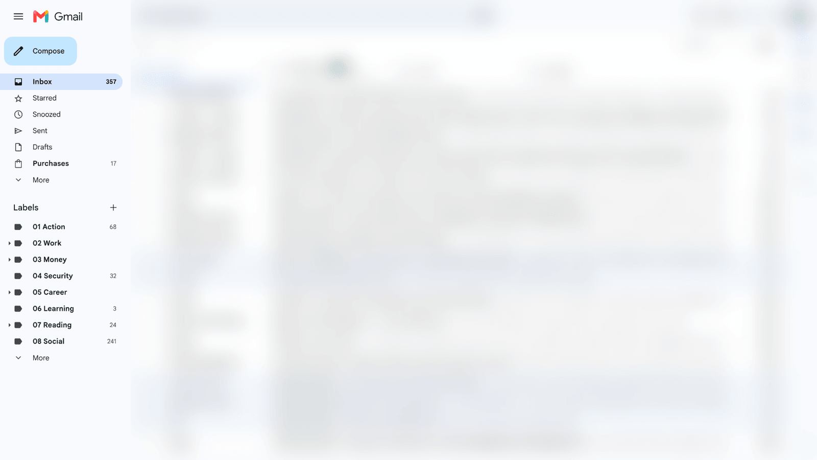 Gmail interface showing automated priority and category labels generated by the inbox organizer